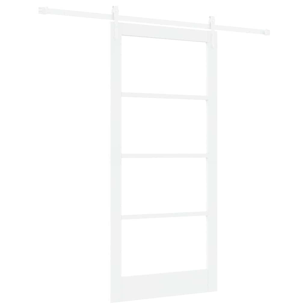 Sliding Door White 93 x 202 cm Solid Pine Wood and Glass
