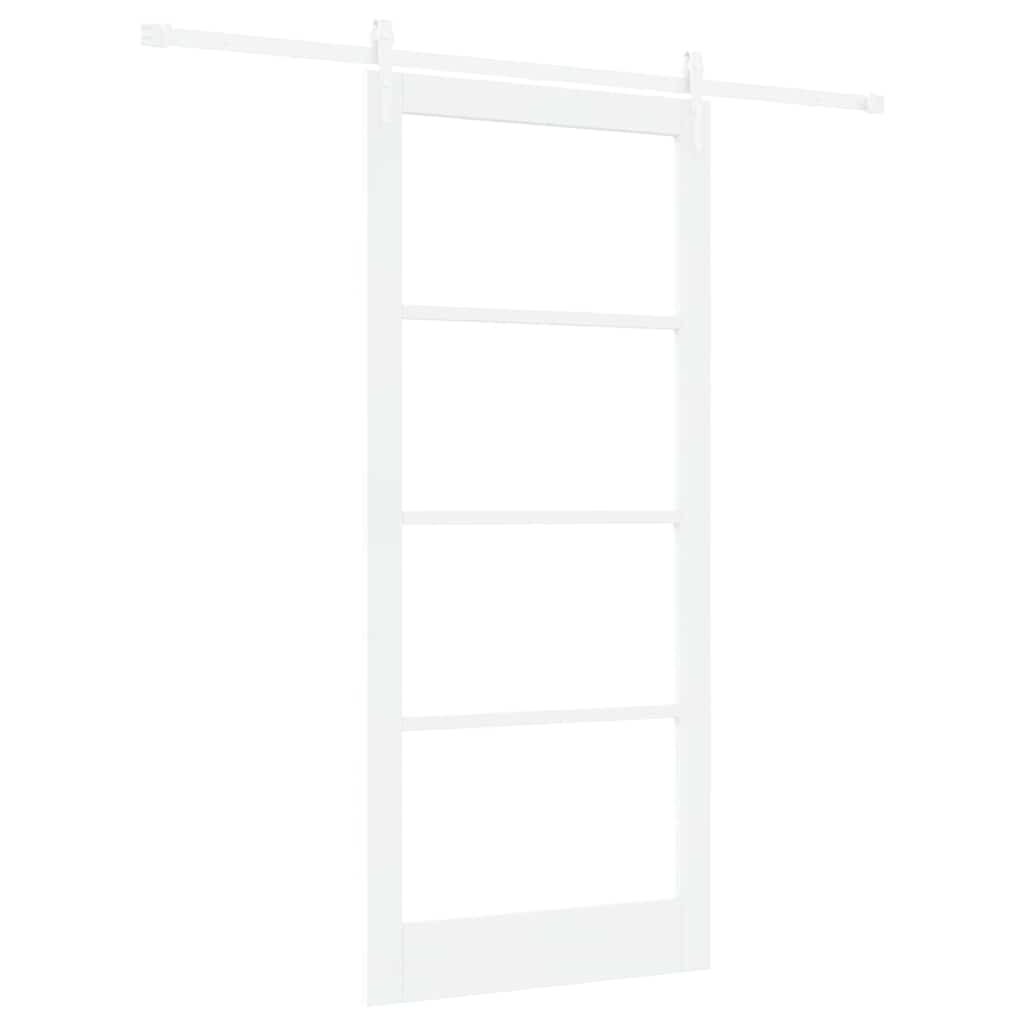 Sliding Door White 93 x 211 cm Solid Pine Wood and Glass