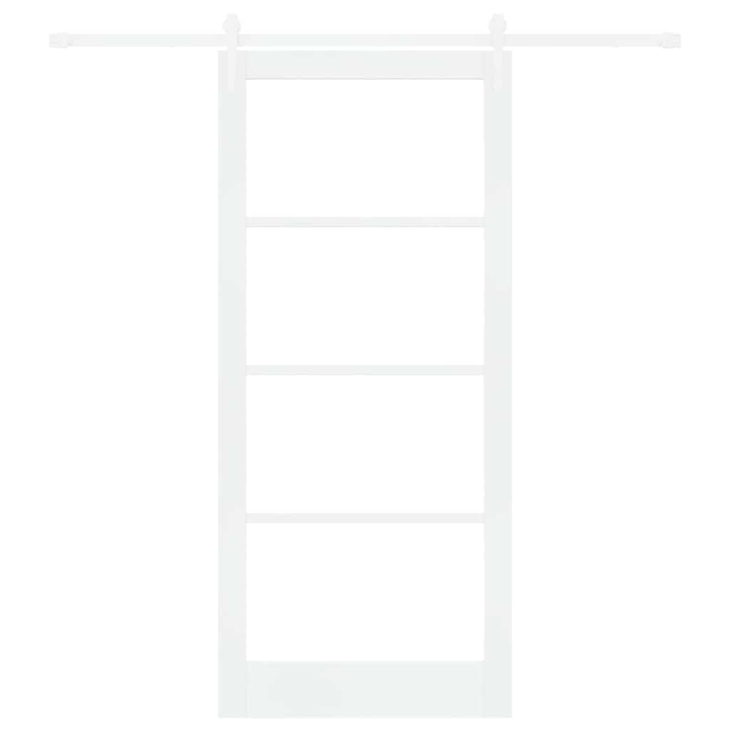 Sliding Door White 93 x 211 cm Solid Pine Wood and Glass