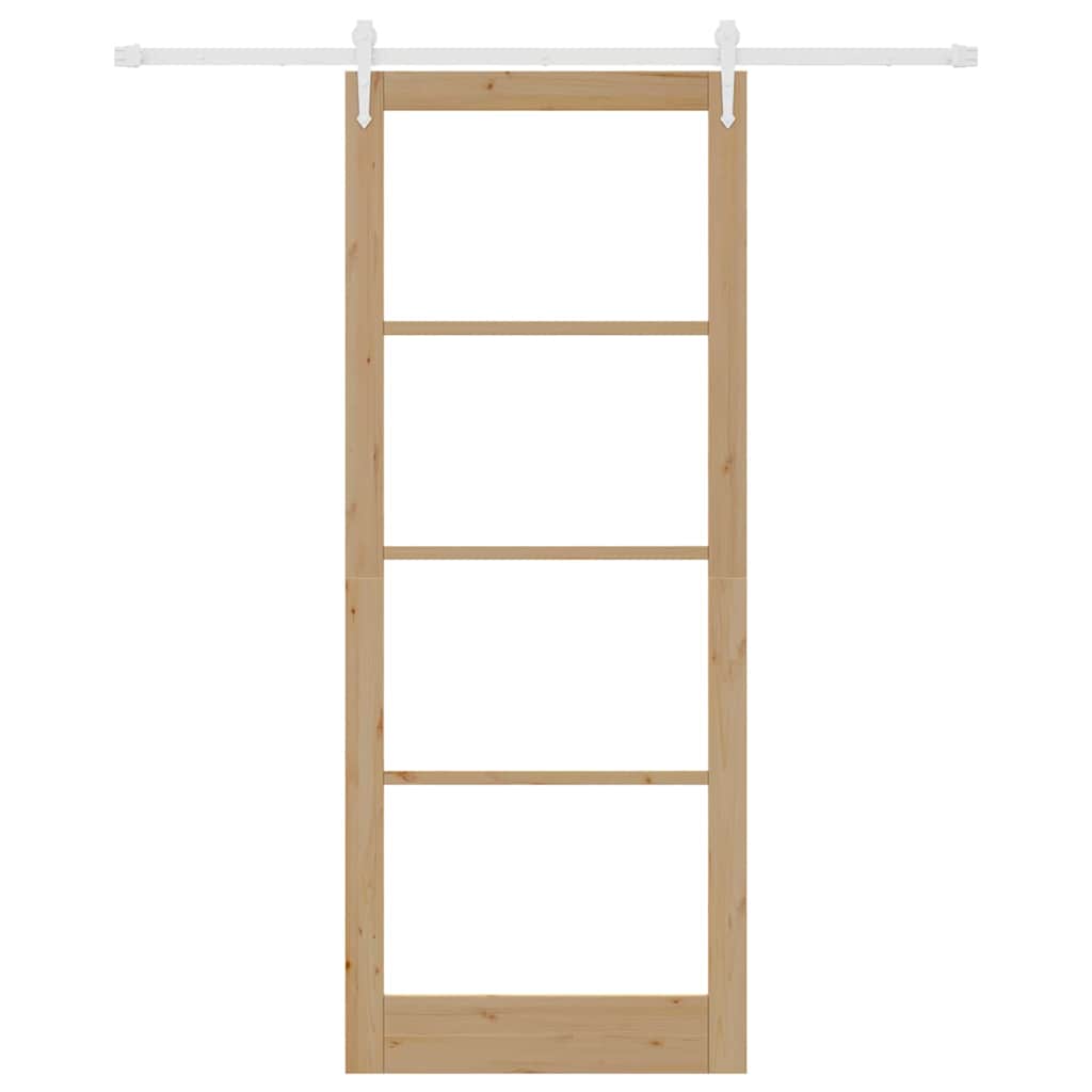 Sliding Door Natural 93 x 232 cm Solid Pine Wood and Glass