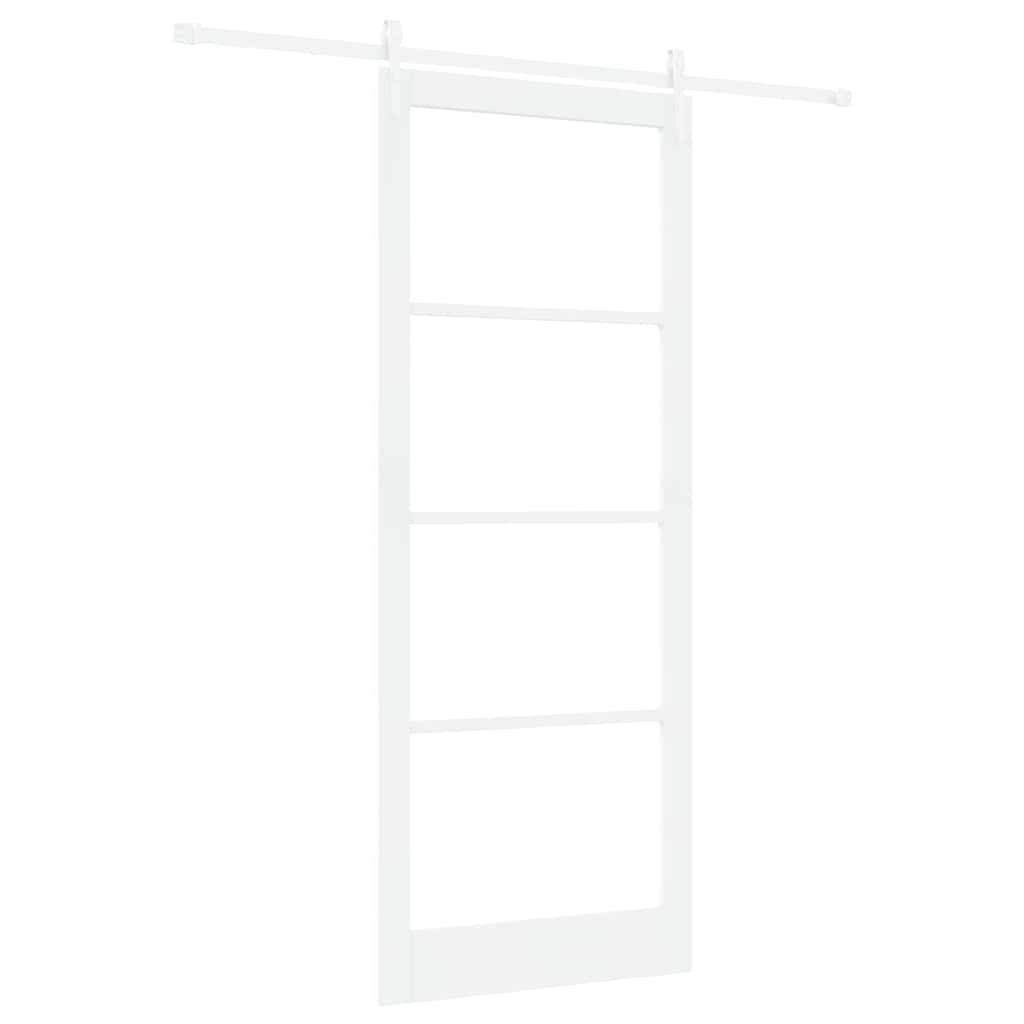Sliding Door White 93 x 232 cm Solid Pine Wood and Glass