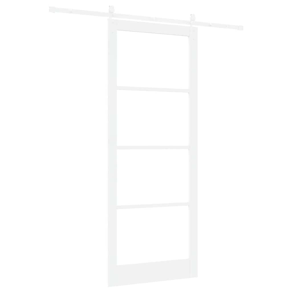 Sliding Door White 93 x 232 cm Solid Pine Wood and Glass