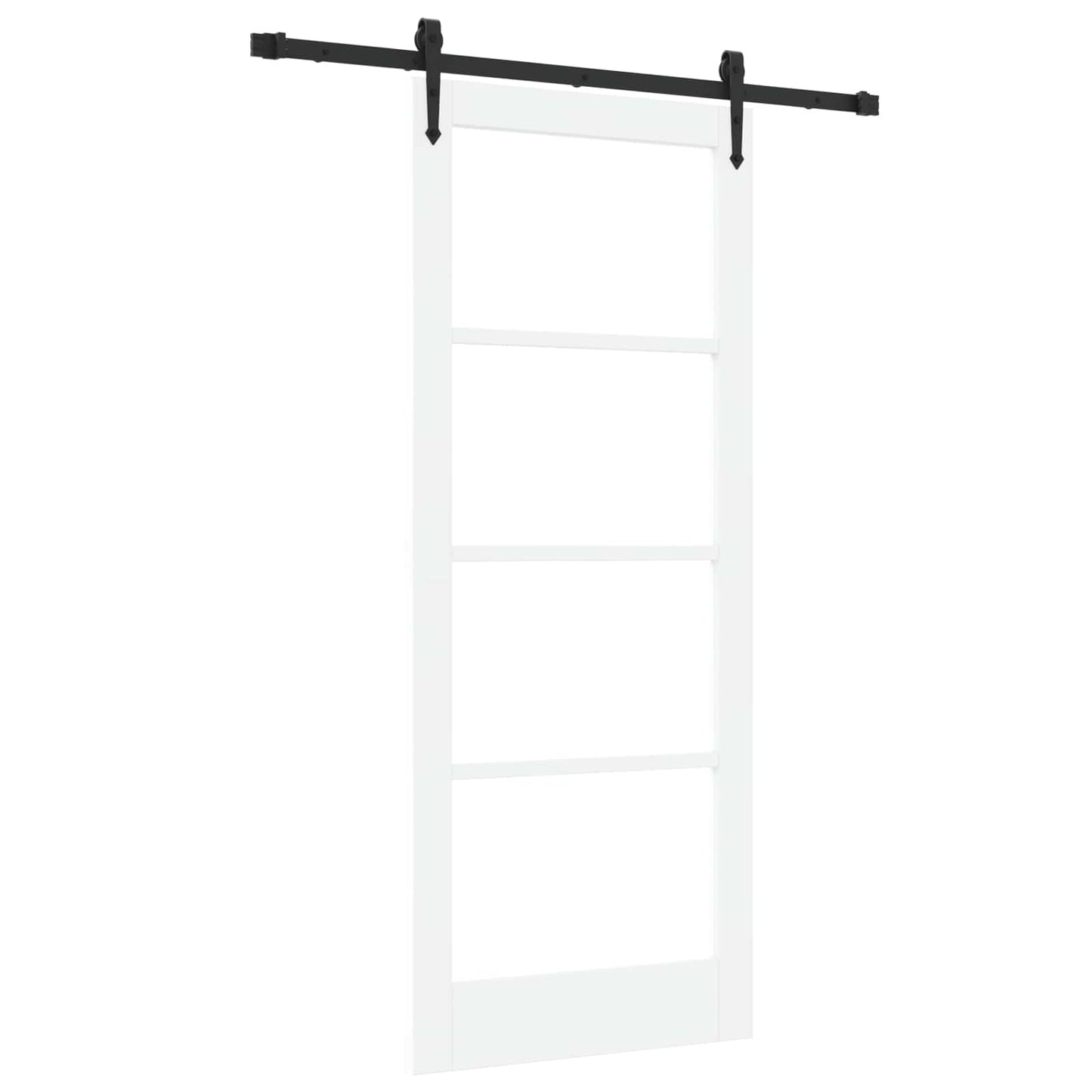 Sliding Door ORKDAL White 83 x 202 cm Solid Pine Wood and Glass
