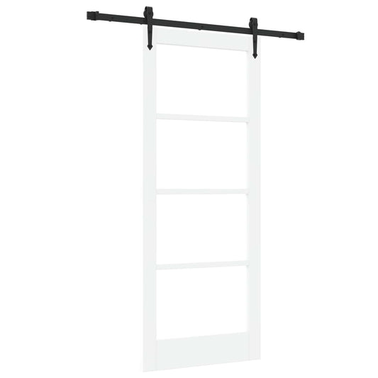Sliding Door ORKDAL White 83 x 202 cm Solid Pine Wood and Glass