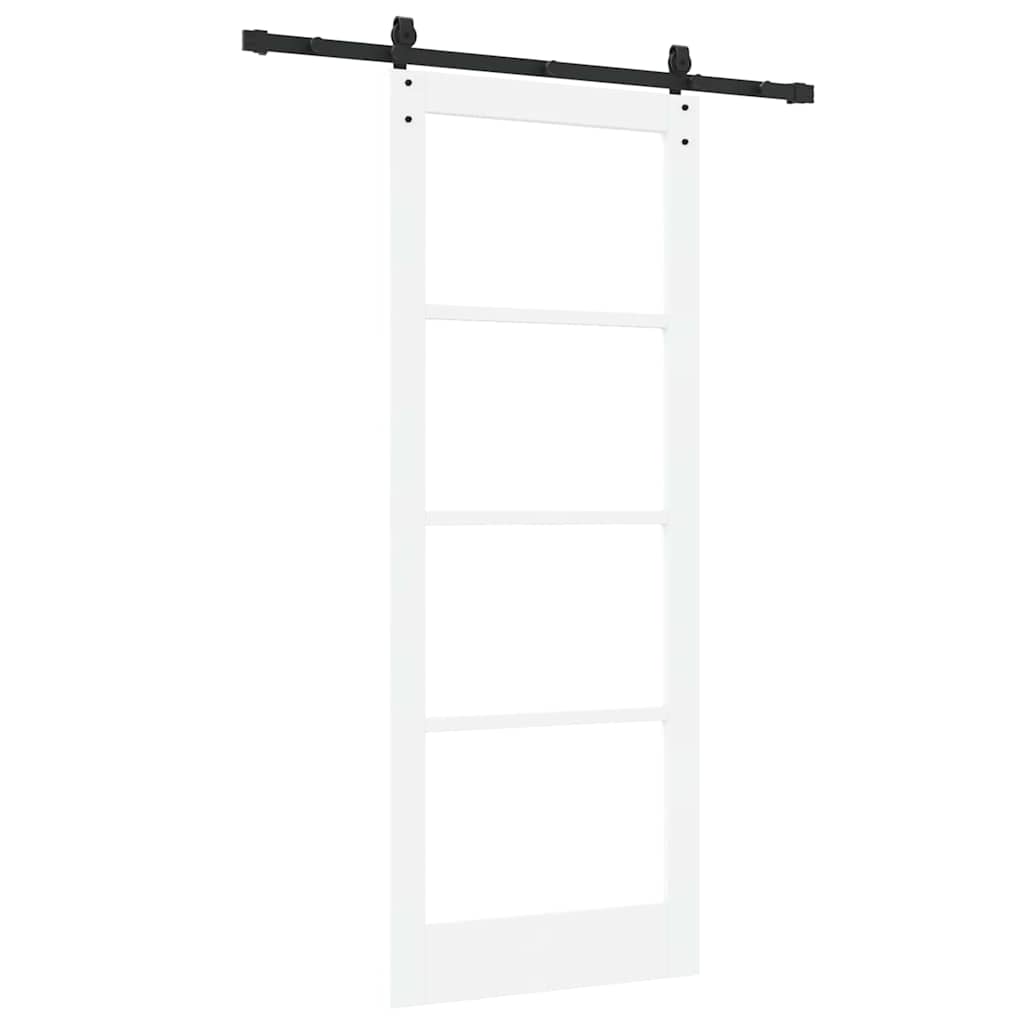 Sliding Door ORKDAL White 83 x 211 cm Solid Pine Wood and Glass