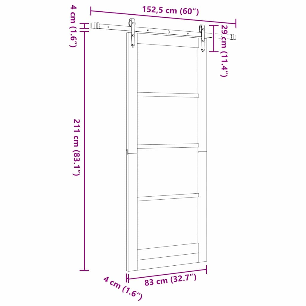 Sliding Door ORKDAL White 83 x 211 cm Solid Pine Wood and Glass