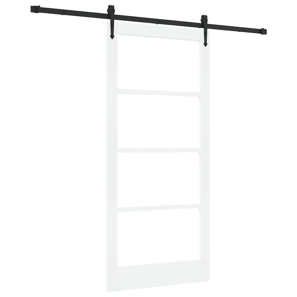 Sliding Door ORKDAL White 93 x 202 cm Solid Pine Wood and Glass