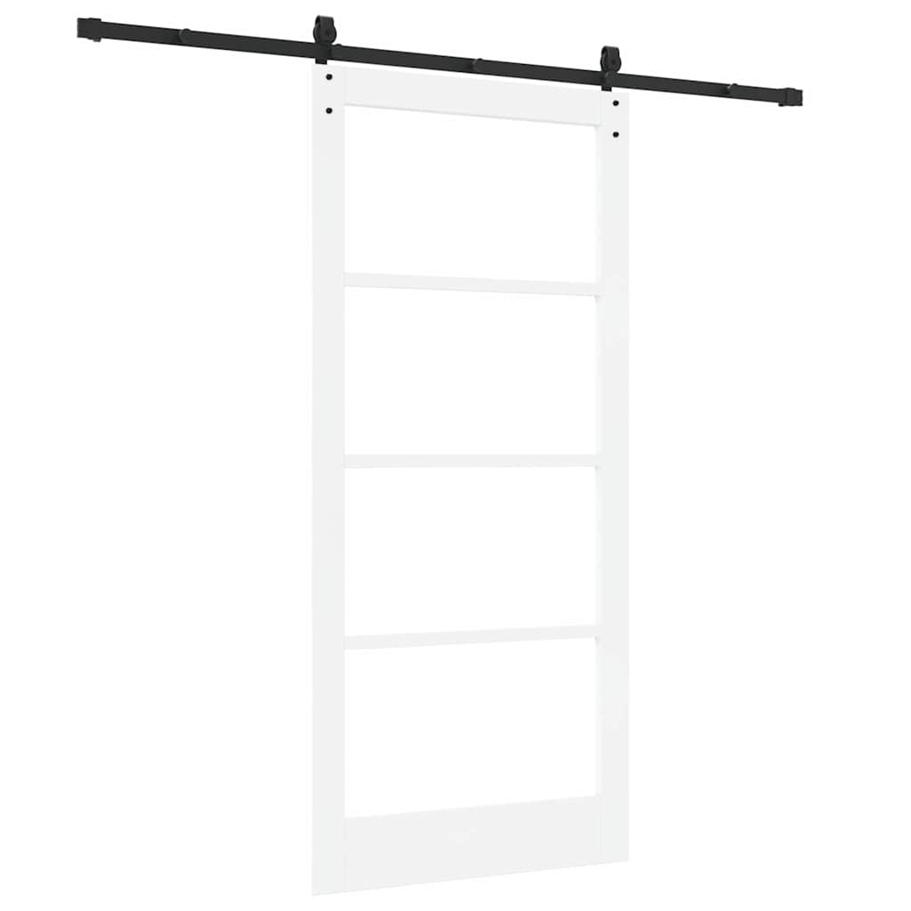 Sliding Door ORKDAL White 93 x 202 cm Solid Pine Wood and Glass
