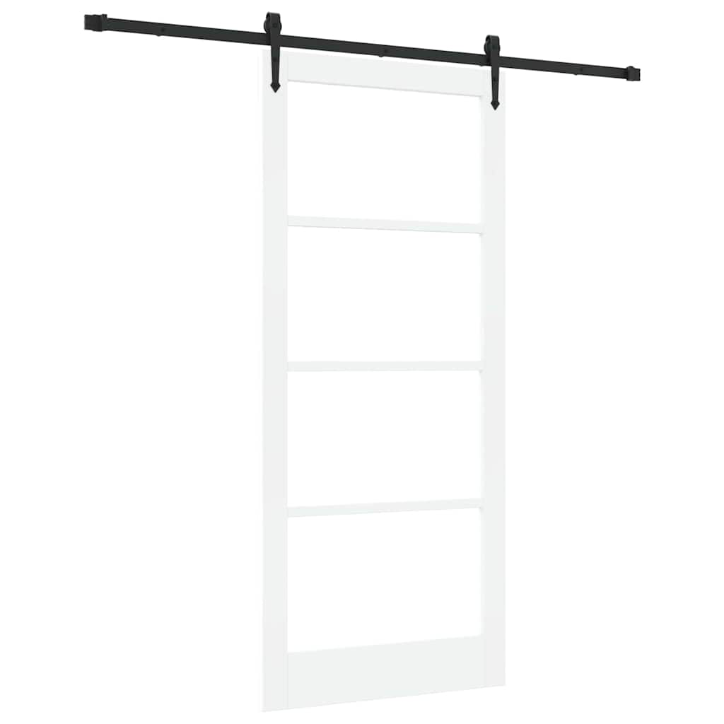 Sliding Door ORKDAL White 93 x 211 cm Solid Pine Wood and Glass