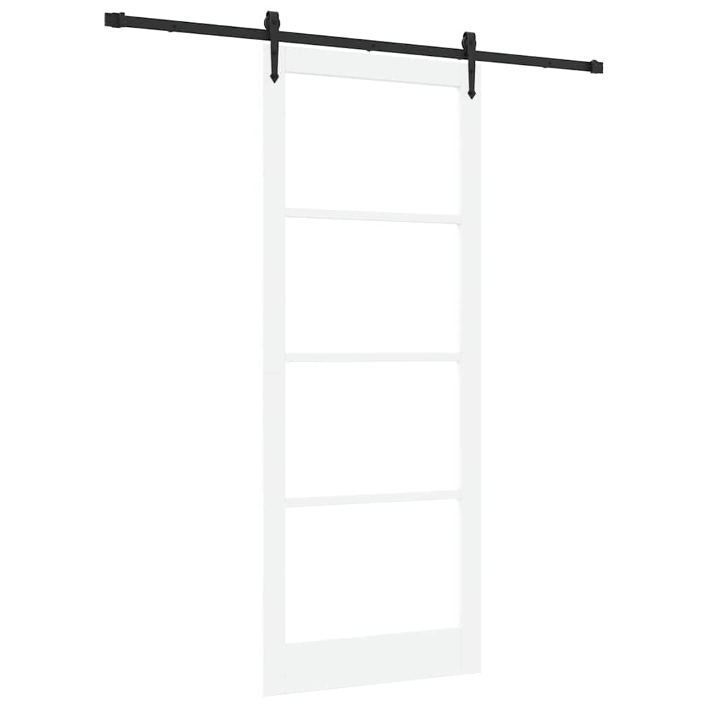 Sliding Door ORKDAL White 93 x 232 cm Solid Pine Wood and Glass