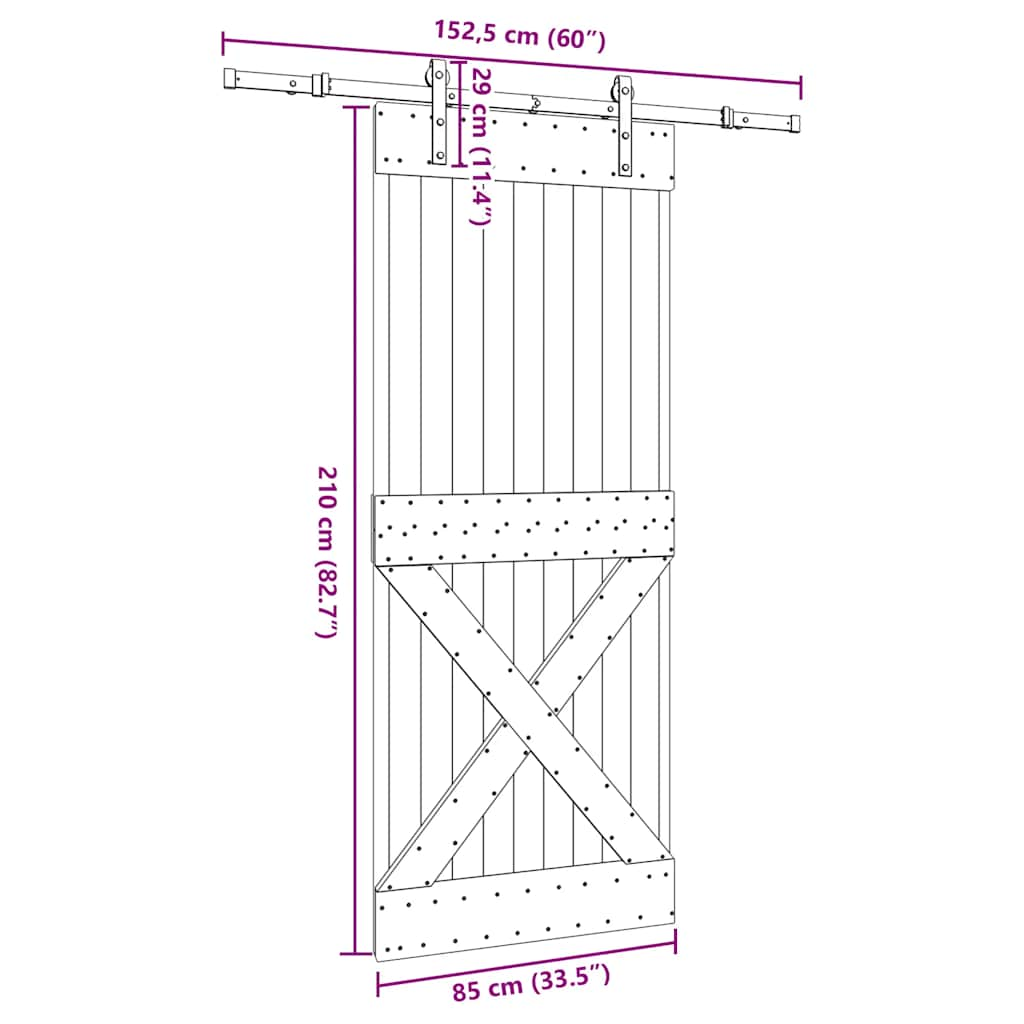 vidaXL Sliding Door with Hardware Set 85x210 cm Solid Wood Pine