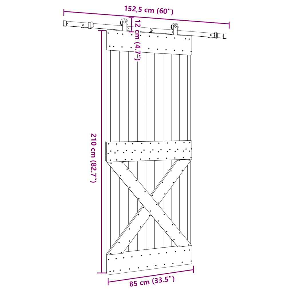 vidaXL Sliding Door with Hardware Set 85x210 cm Solid Wood Pine