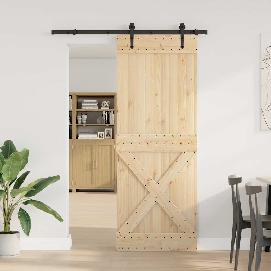 vidaXL Sliding Door with Hardware Set 85x210 cm Solid Wood Pine