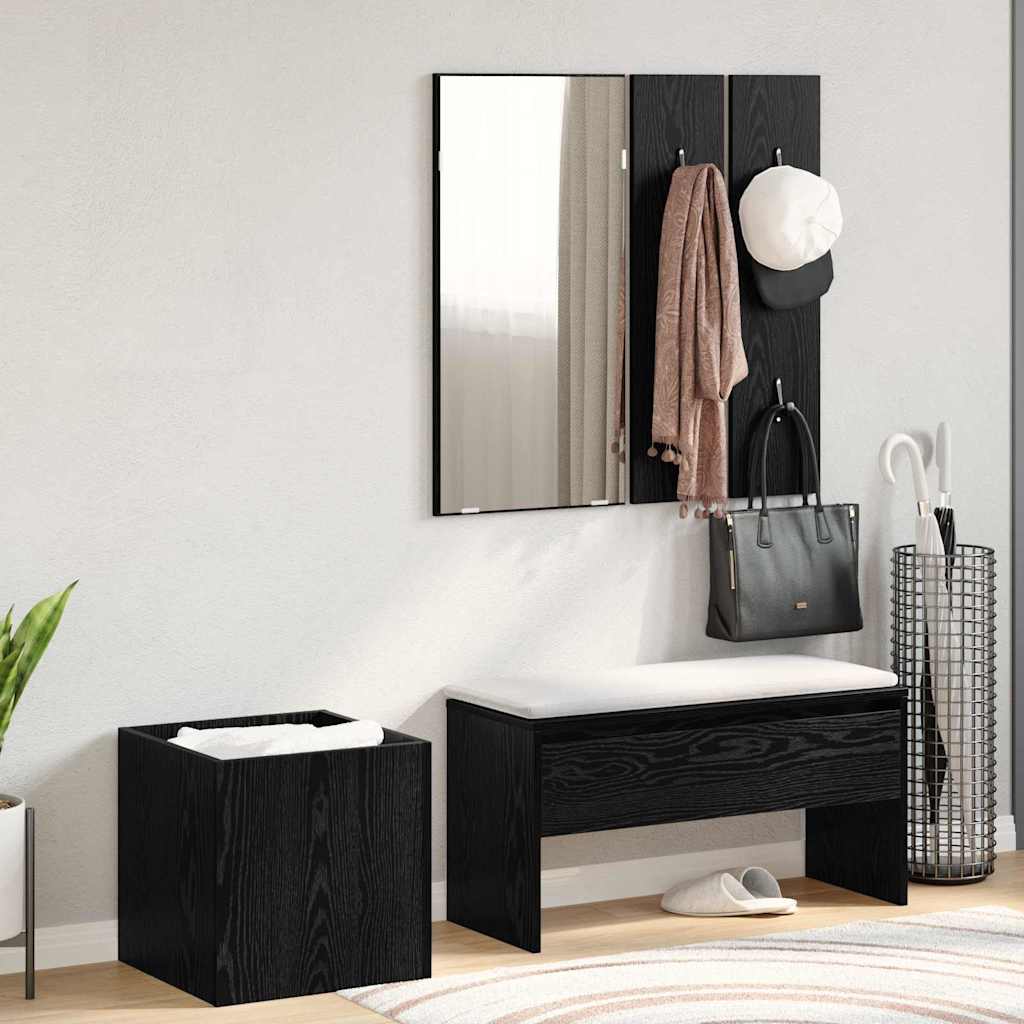vidaXL Hallway Furniture Set 5 pcs Black oak,Silver 80 x 30.5 x 40 cm