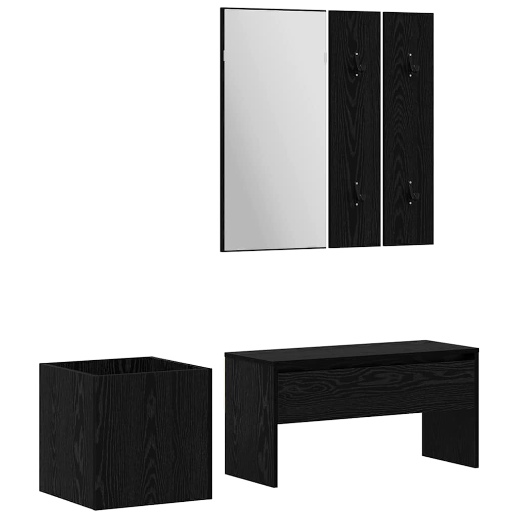 vidaXL Hallway Furniture Set 5 pcs Black oak,Silver 80 x 30.5 x 40 cm