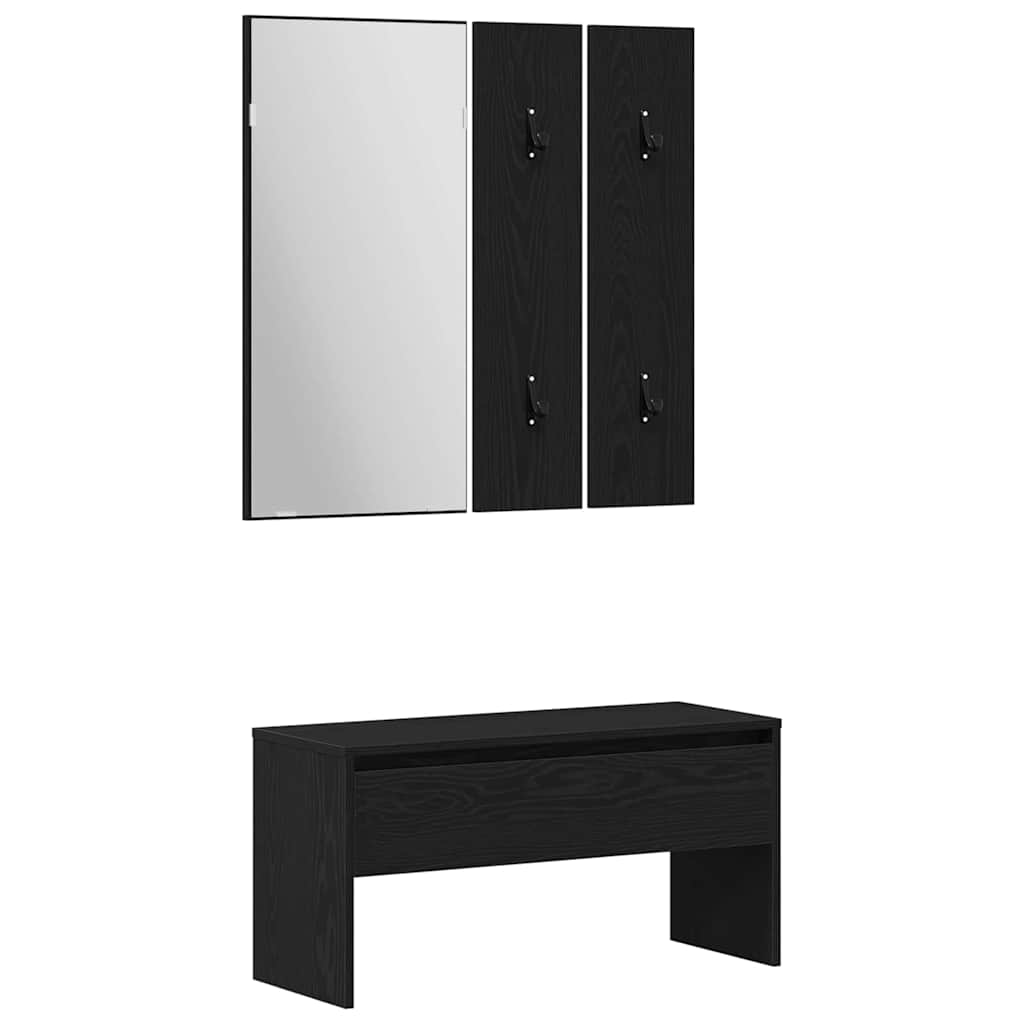 vidaXL Hallway Furniture Set 5 pcs Black oak,Silver 80 x 30.5 x 40 cm