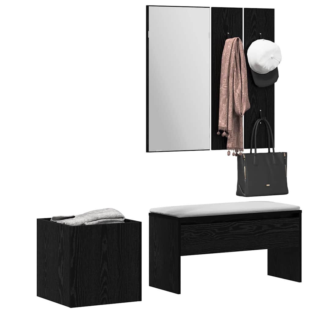 vidaXL Hallway Furniture Set 5 pcs Black oak,Silver 80 x 30.5 x 40 cm
