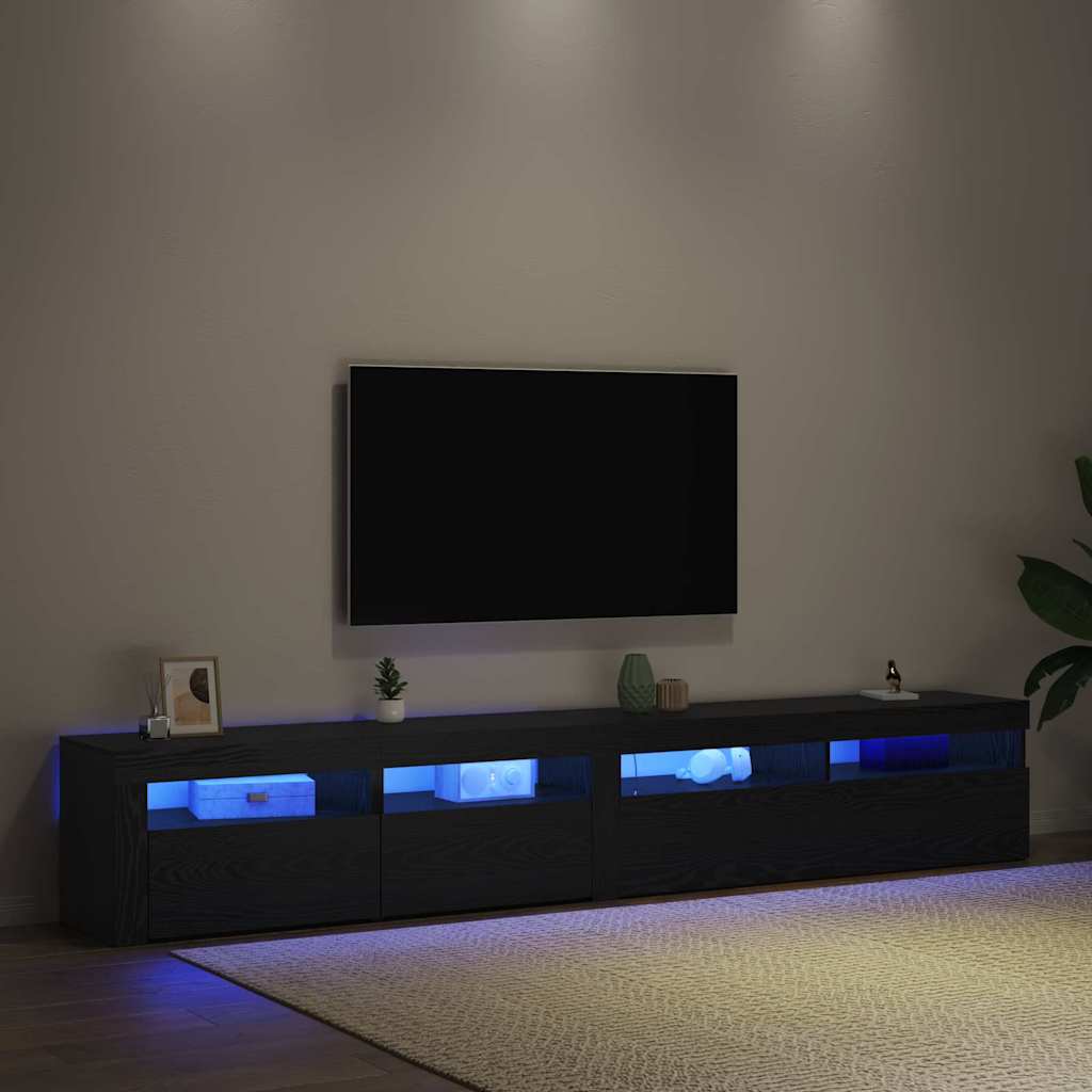 TV Cabinet 2 pcs Black Oak 240 x 35 x 40 cm Engineered Wood