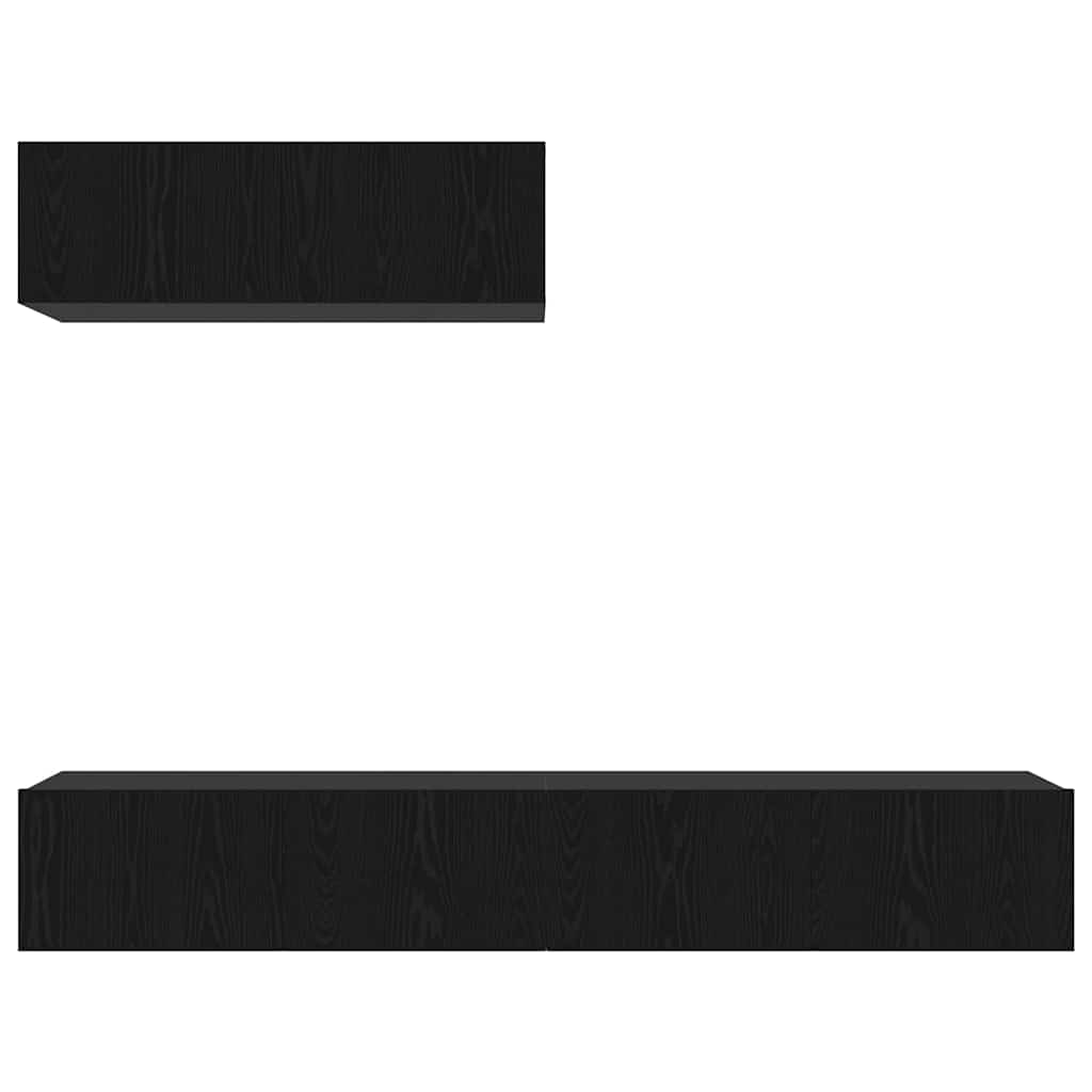 TV Cabinet Set Wall-mounted 3 pcs Black Oak Engineered Wood