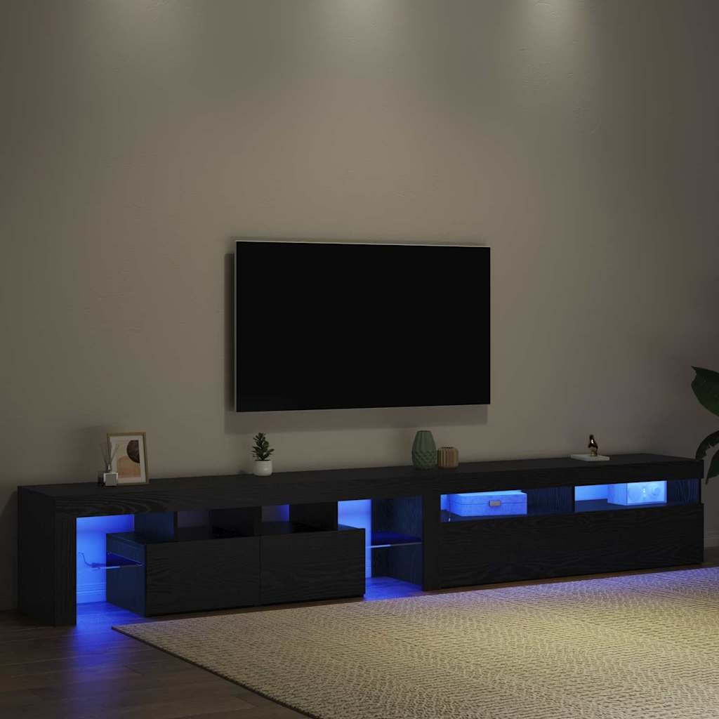 TV Cabinet 2 pcs Black Oak 260 x 37 x 40 cm Engineered Wood