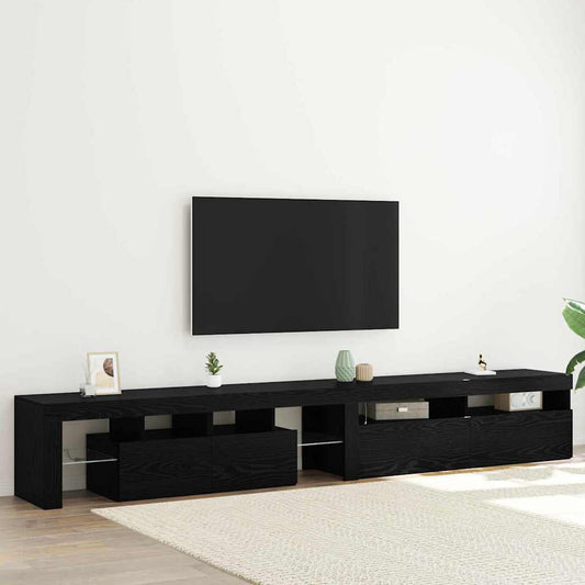 TV Cabinet 2 pcs Black Oak 260 x 37 x 40 cm Engineered Wood