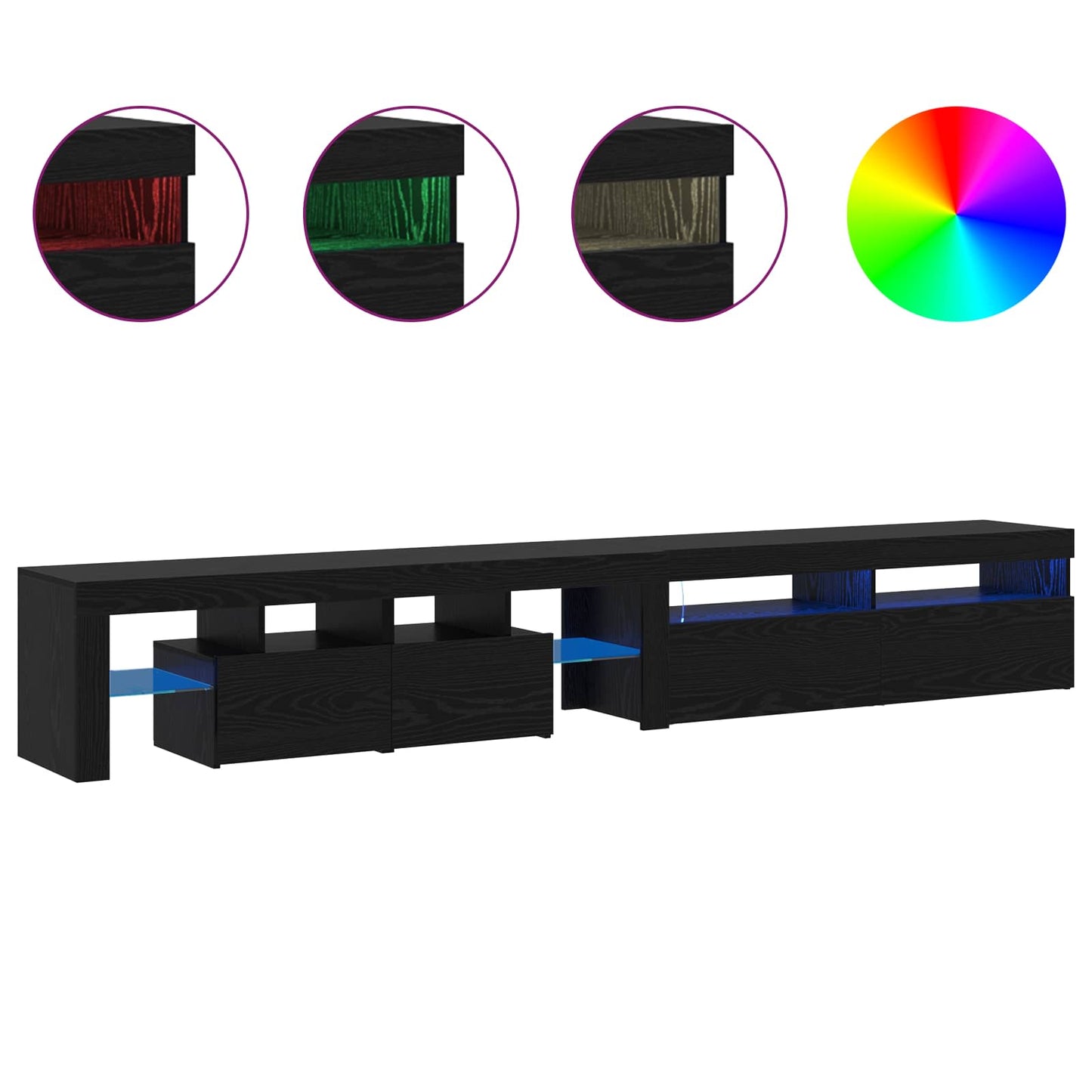 TV Cabinet 2 pcs Black Oak 260 x 37 x 40 cm Engineered Wood