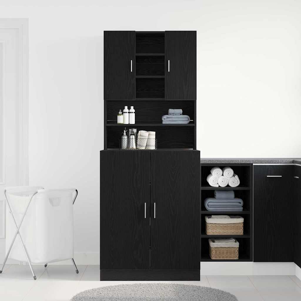 Washing Machine Cabinet 2 pcs Black Oak 70.5 x 71.5 x 181.5 cm