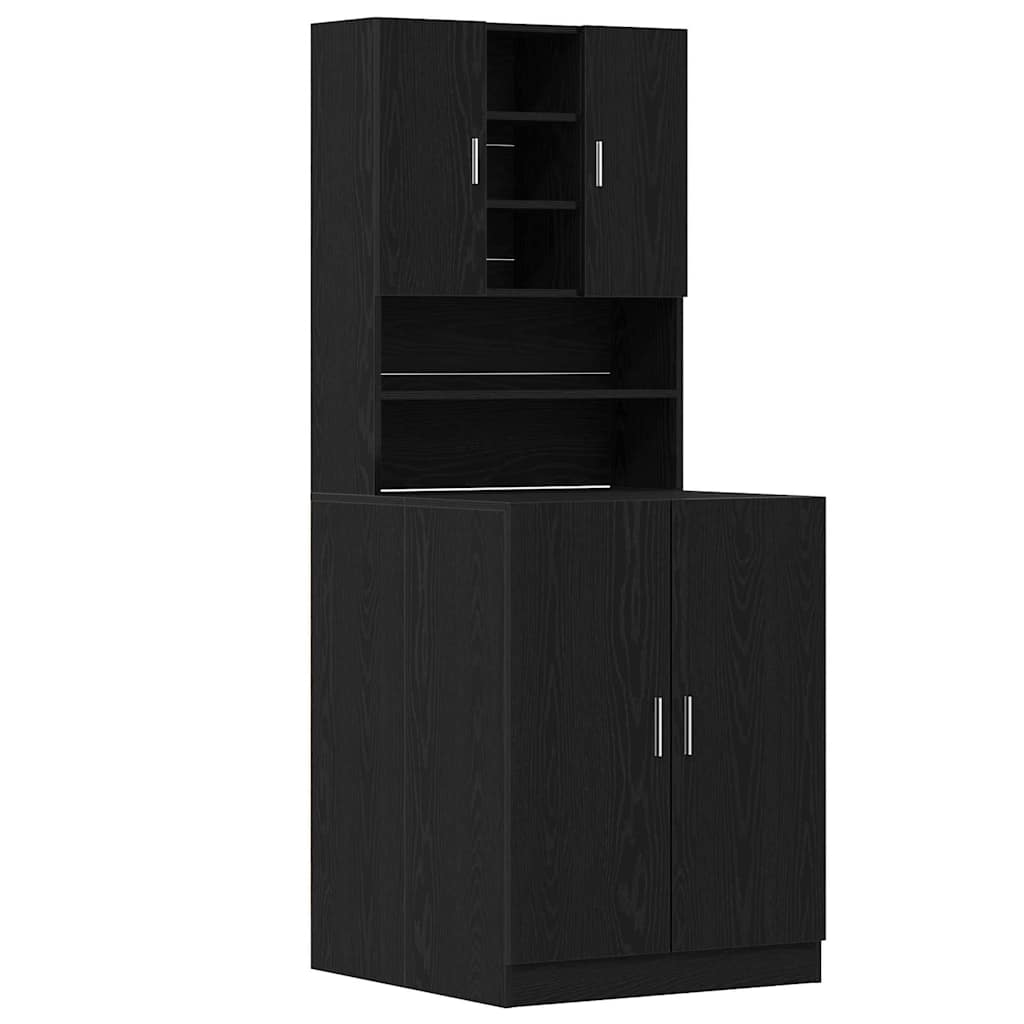 Washing Machine Cabinet 2 pcs Black Oak 70.5 x 71.5 x 181.5 cm