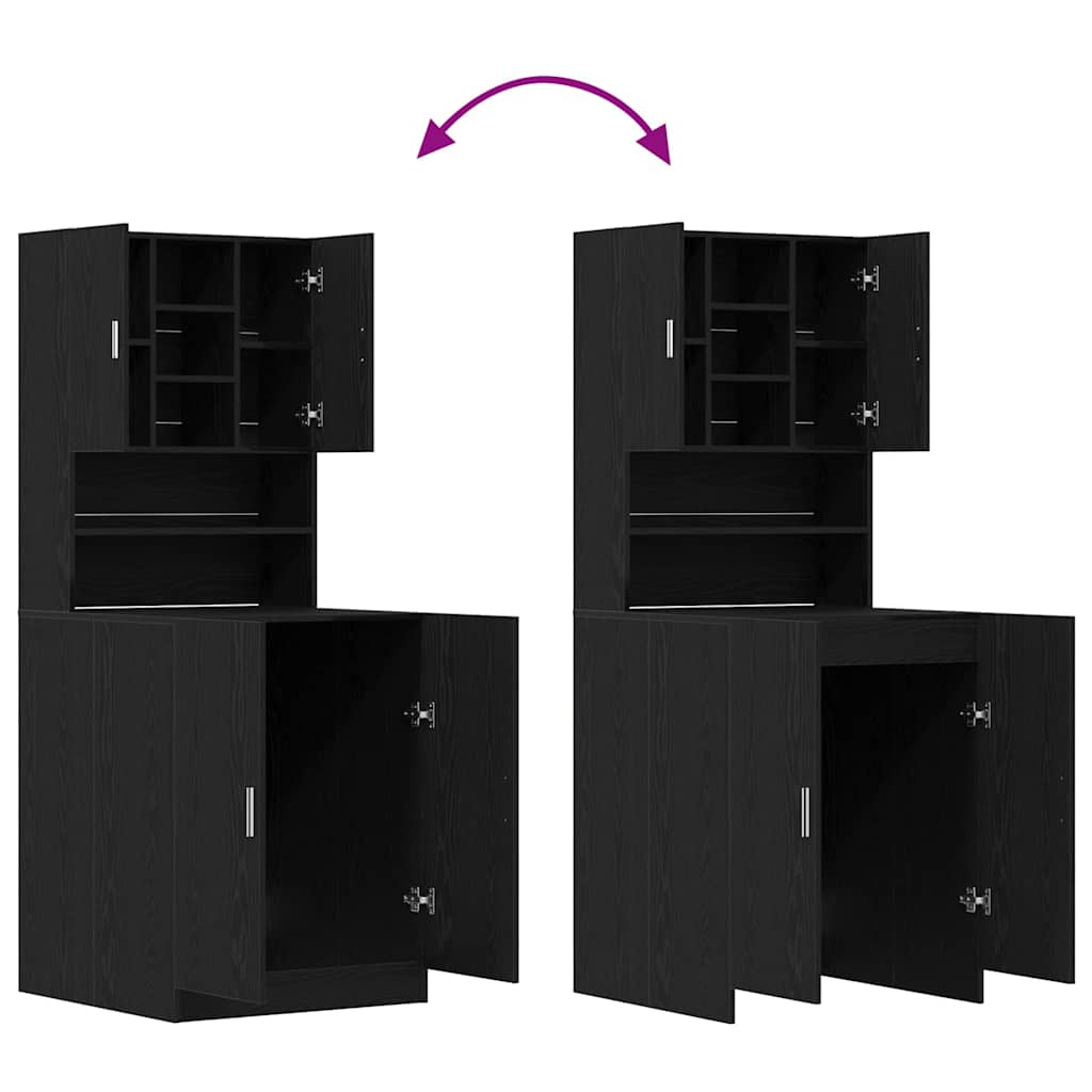 Washing Machine Cabinet 2 pcs Black Oak 70.5 x 71.5 x 181.5 cm
