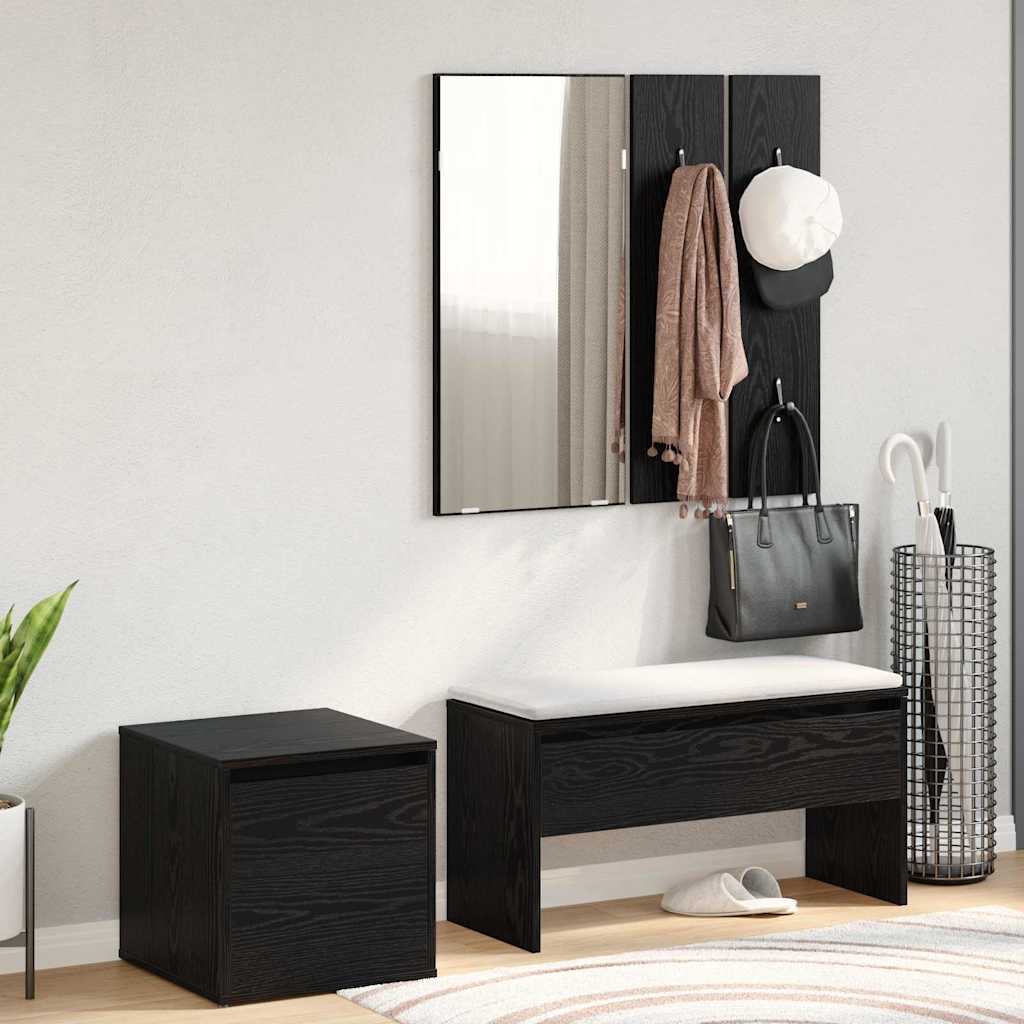 Hallway Furniture Set 3 pcs Black oak 80 x 31 x 40 cm