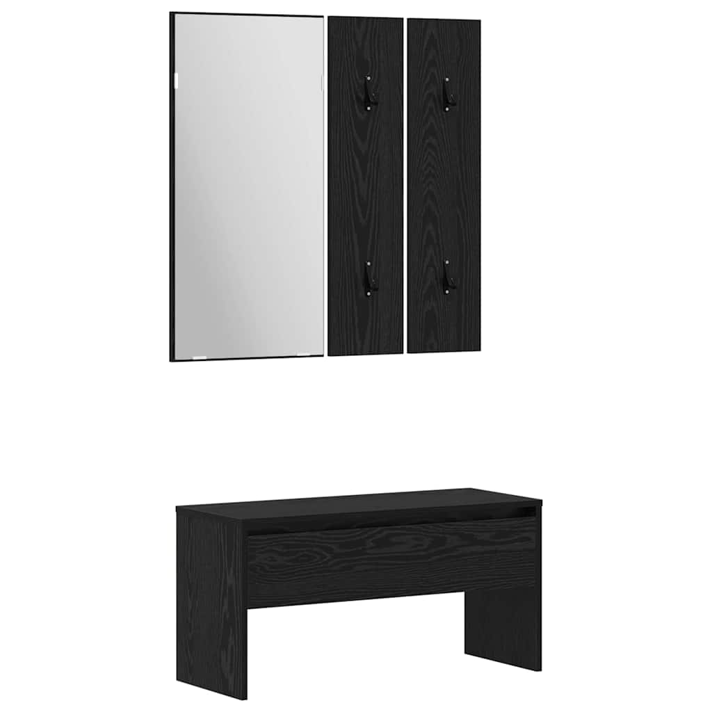 Hallway Furniture Set 3 pcs Black oak 80 x 31 x 40 cm