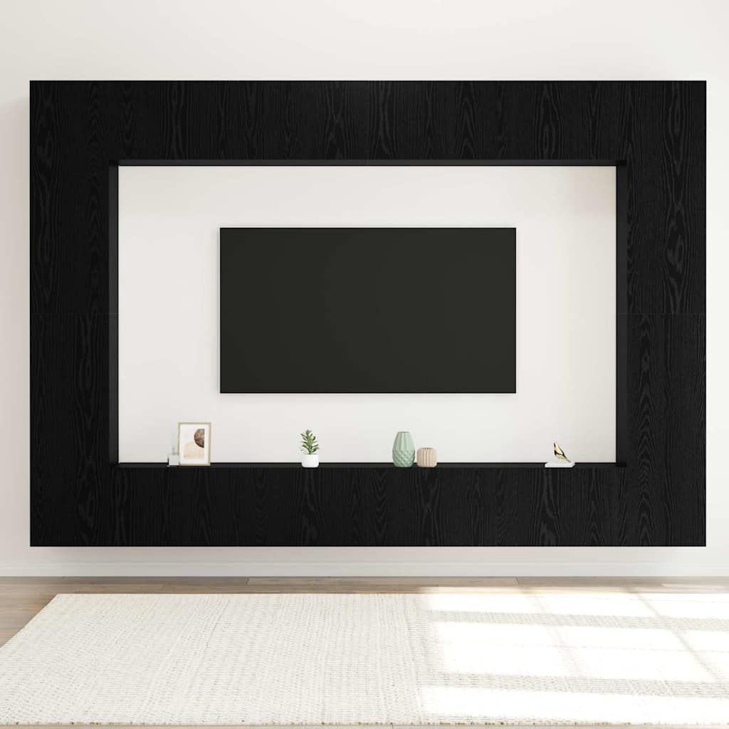 TV Cabinet Set 8 pcs Black Oak 100 x 30 x 30 cm Engineered Wood