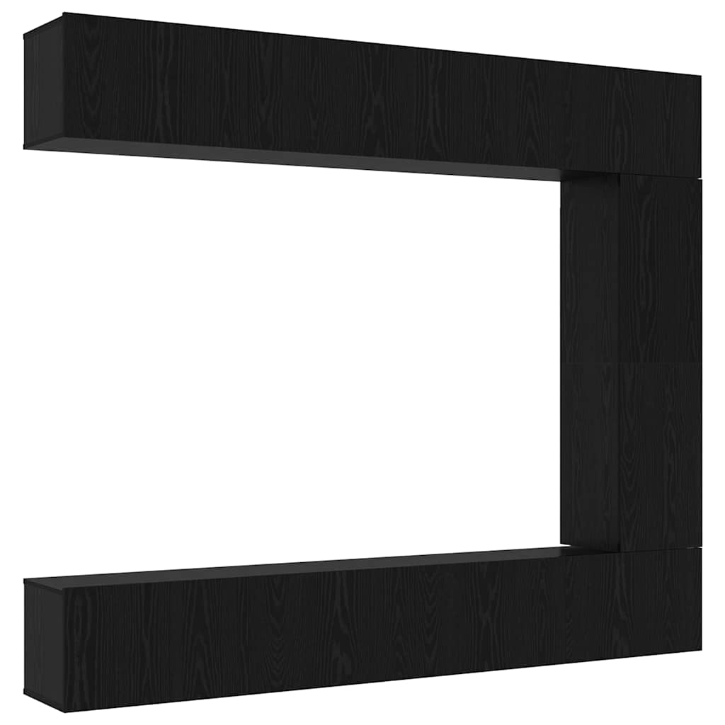 TV Cabinet Set Wall-mounted 5 pcs Black Oak Engineered Wood