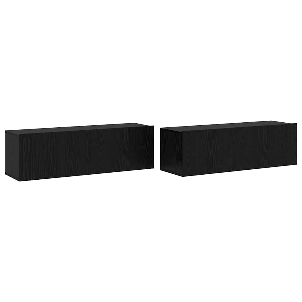 TV Cabinet Set Wall-mounted 5 pcs Black Oak Engineered Wood