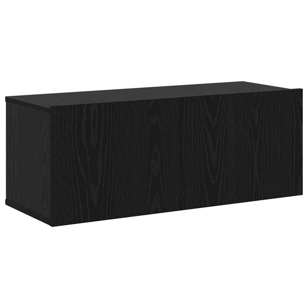 TV Cabinet Set Wall-mounted 6 pcs Black Oak Engineered Wood