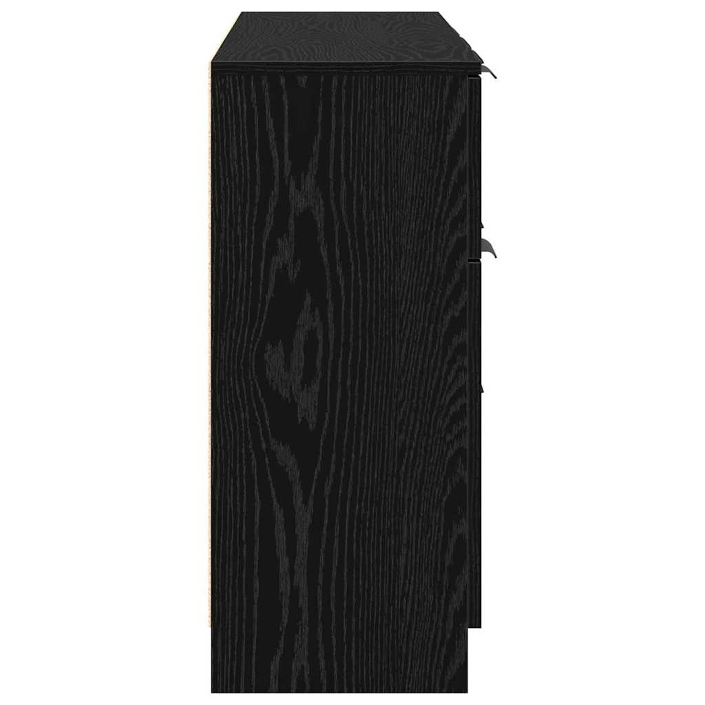 Sideboard with Drawer 3 pcs Black Oak Engineered Wood