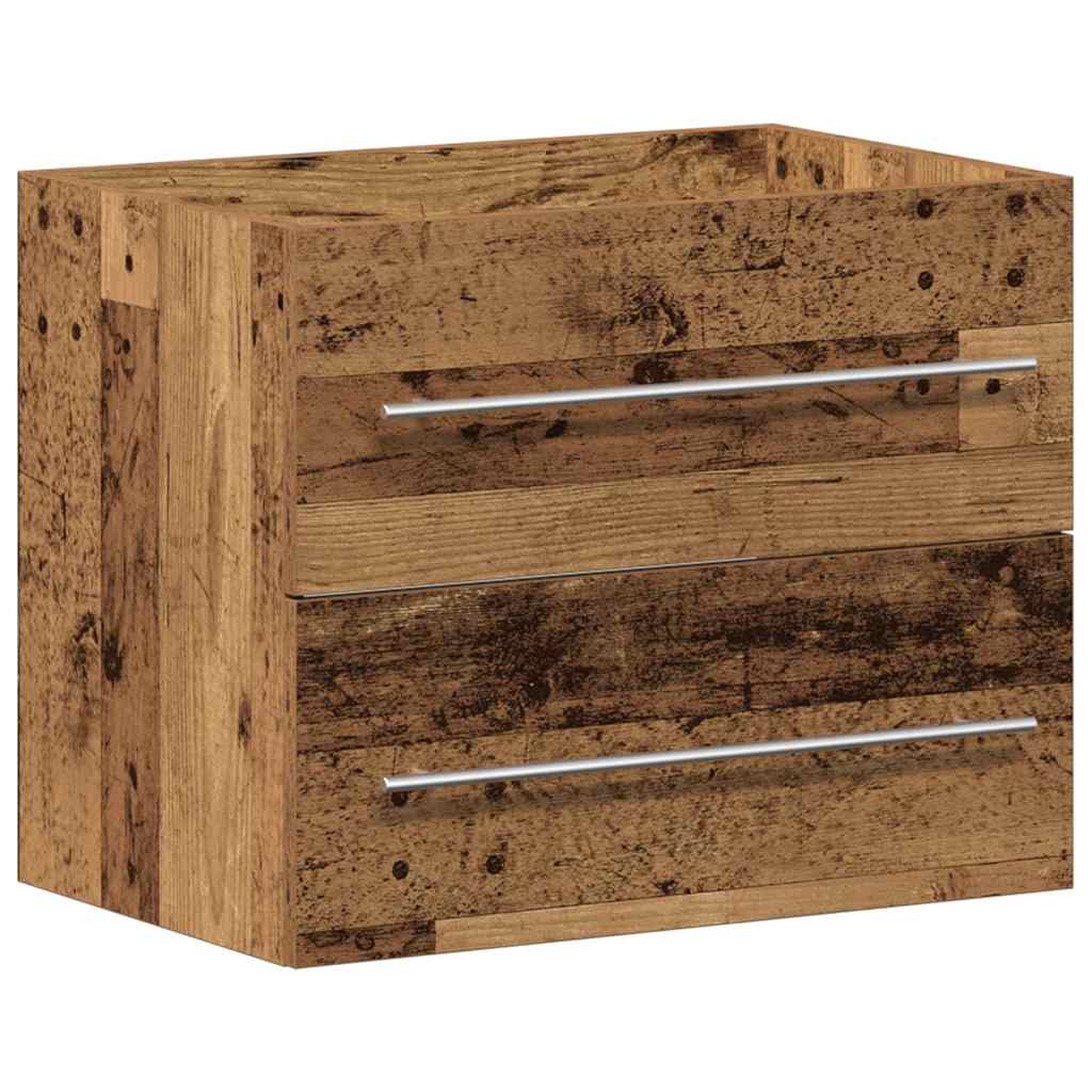 Bathroom Sink Cabinet with Drawer Wall-mounted 2 pcs Old Wood