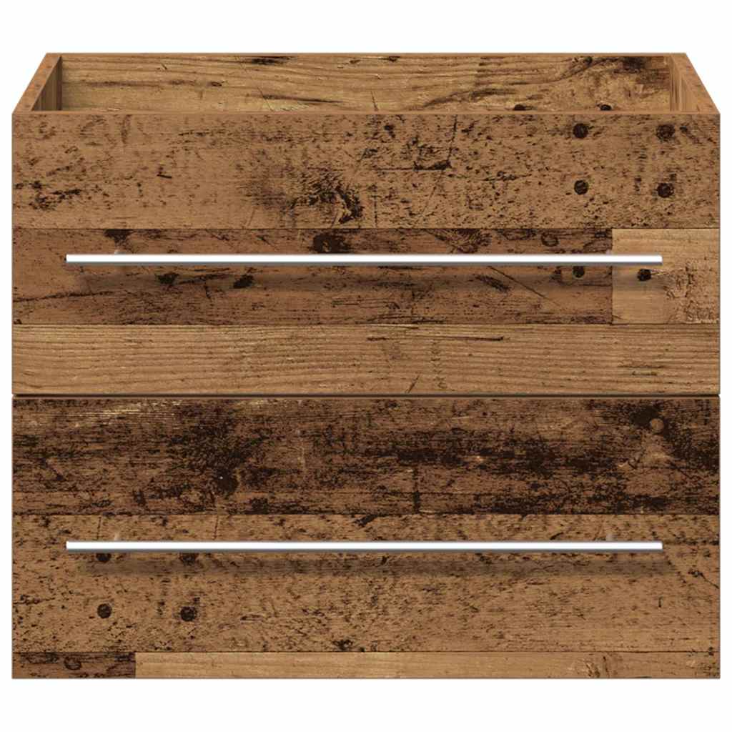 Bathroom Sink Cabinet with Drawer Wall-mounted 2 pcs Old Wood