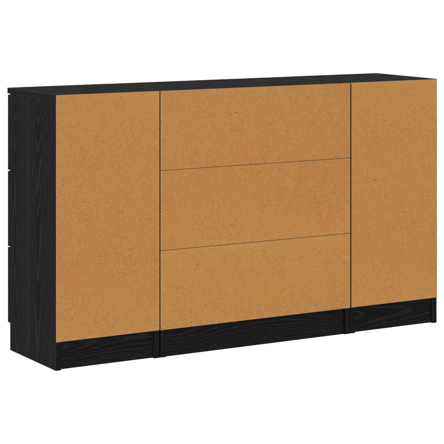 Sideboard with Drawer 3 pcs Black Oak Engineered Wood