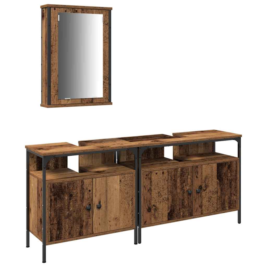 Bathroom Vanity Units with Shelf 3 pcs Brown Engineered wood
