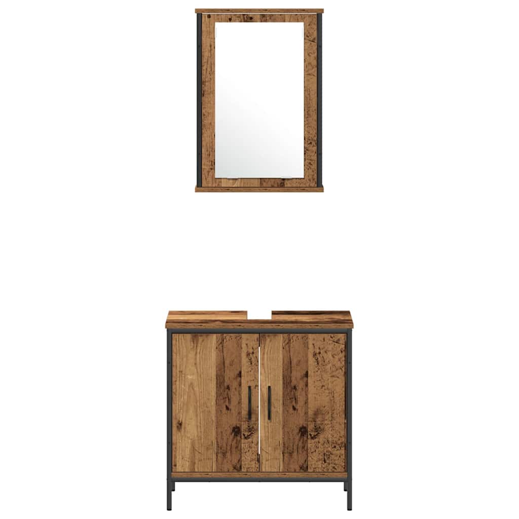 Bathroom Furniture Set with Door 3 pcs Brown 33 x 33 x 120.5 cm