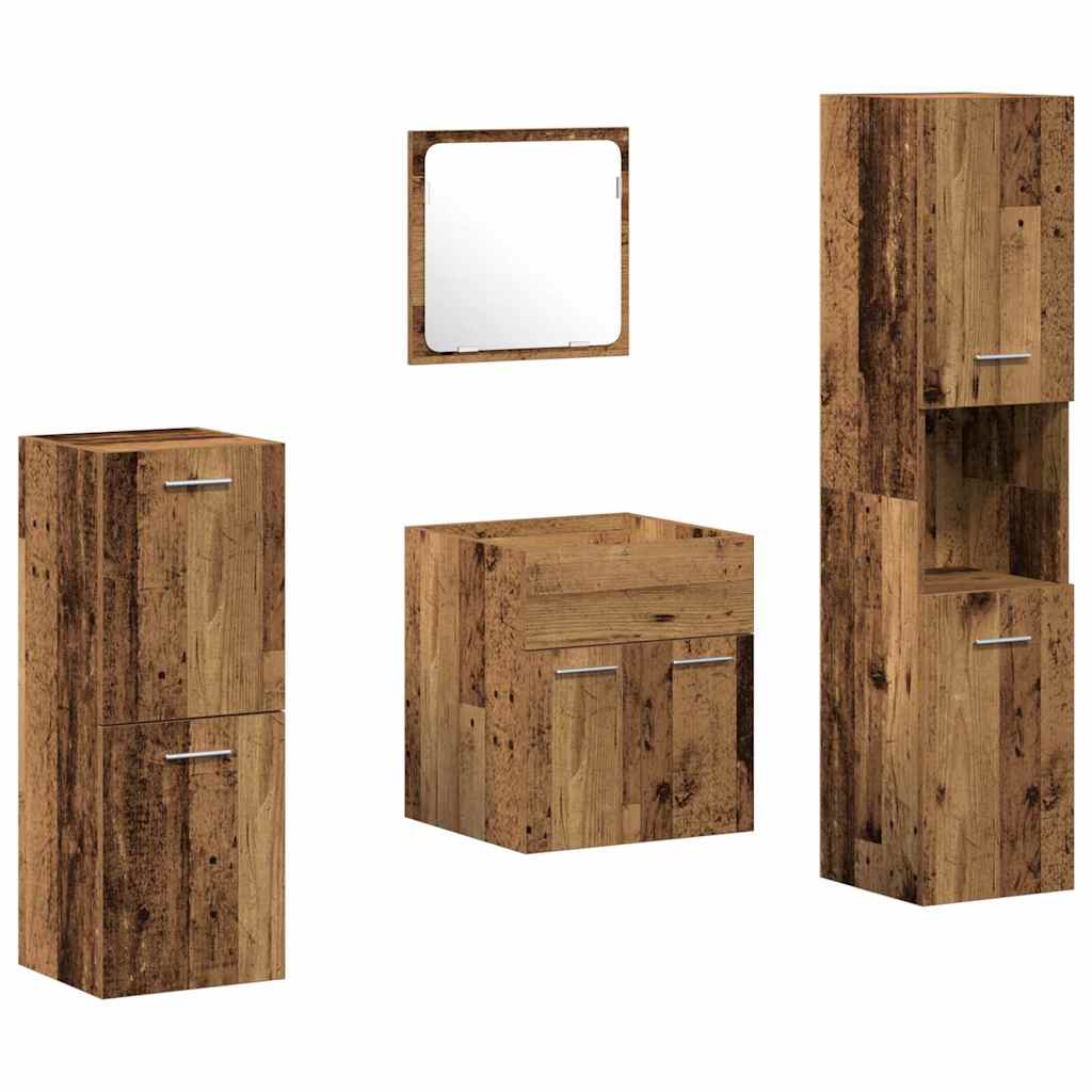 Bathroom Furniture Set 4 pcs Old Wood Engineered Wood