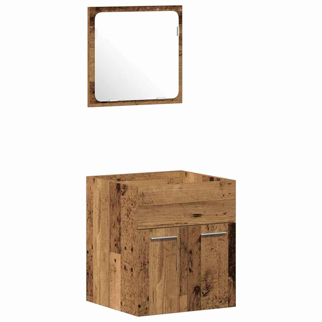 Bathroom Furniture Set 4 pcs Old Wood Engineered Wood