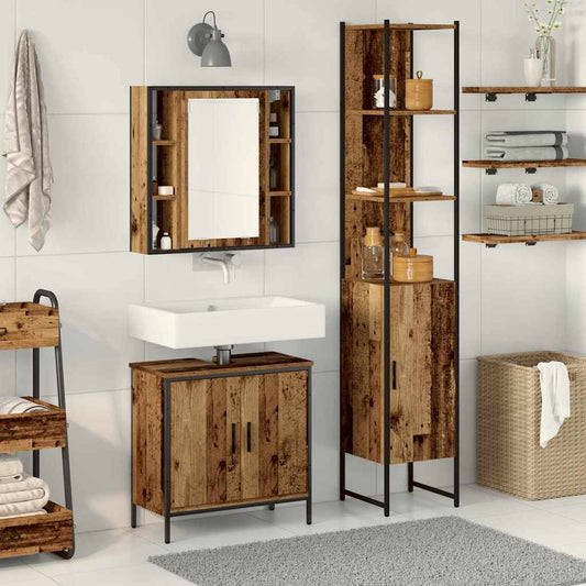 Bathroom Vanity Units 3 pcs Brown 33 x 33 x 185.5 cm