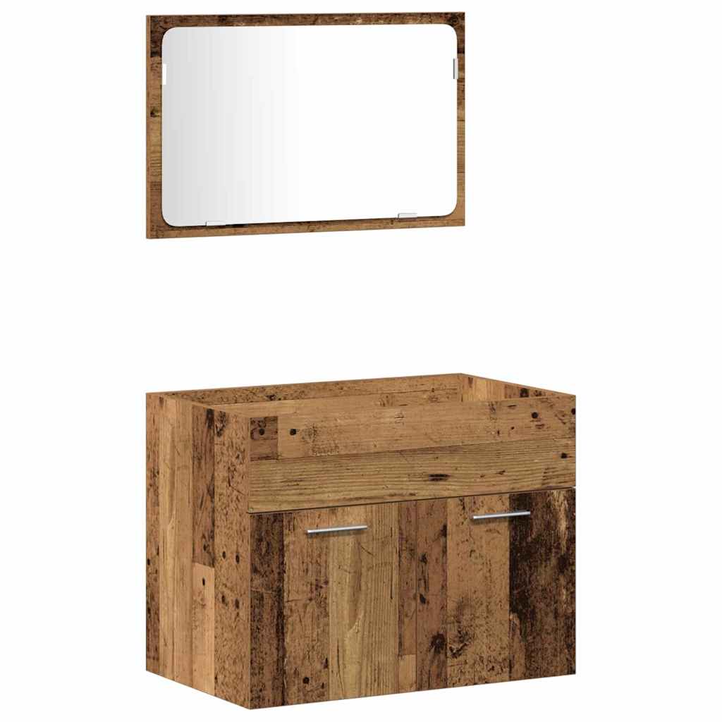 Bathroom Furniture Set 4 pcs Old Wood Engineered Wood