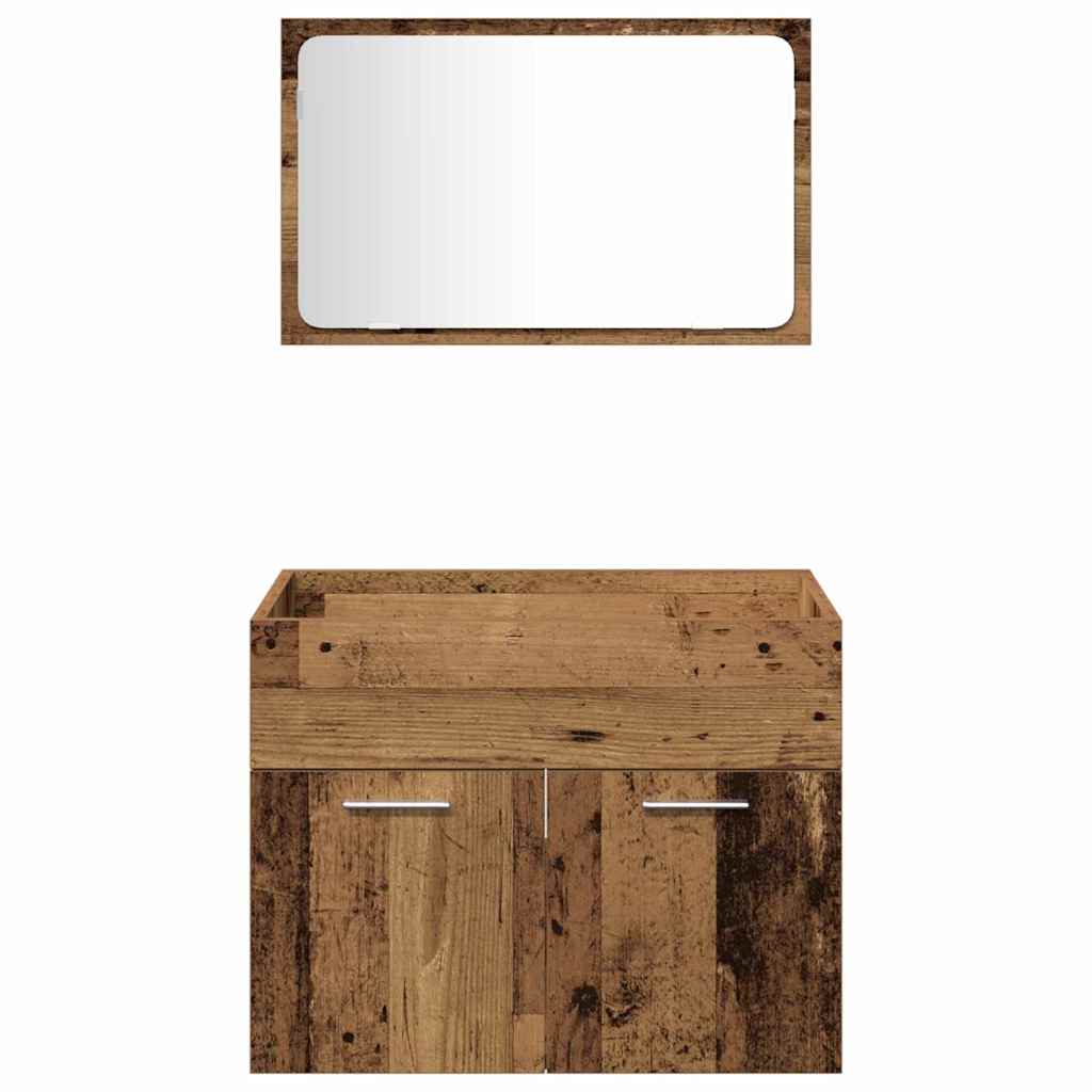 Bathroom Furniture Set 4 pcs Old Wood Engineered Wood