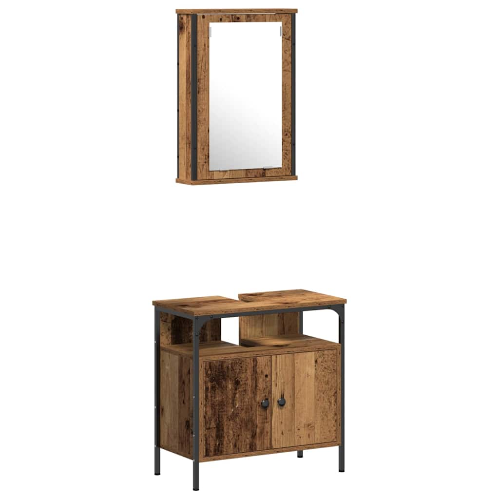 Bathroom Furniture Set with Door 3 pcs Brown 33 x 33 x 120.5 cm