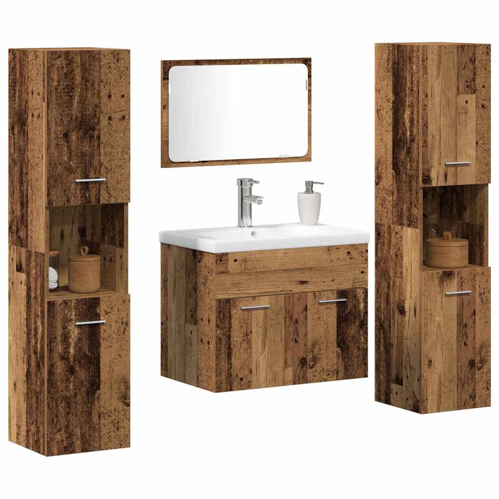 Storage Set Wall-mounted 4 pcs Engineered Wood