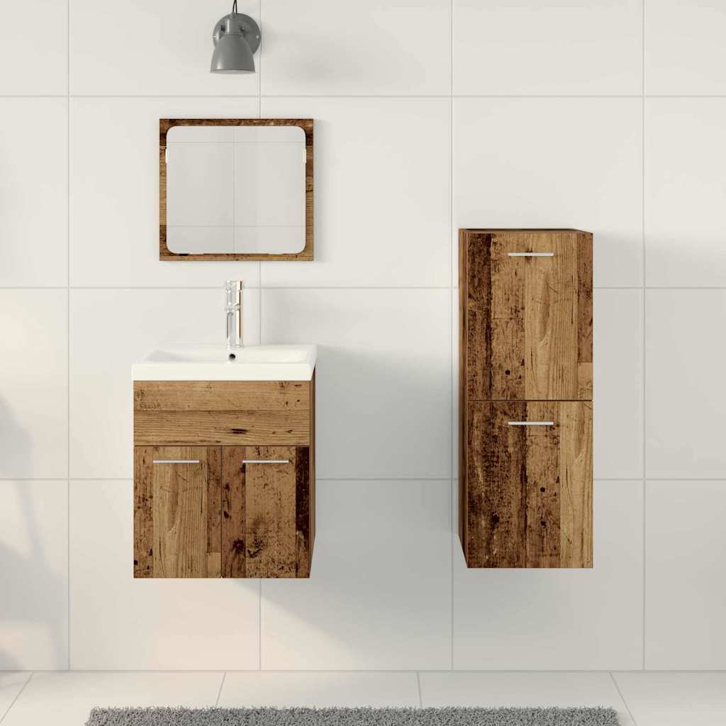 Bathroom Furniture Set 4 pcs Old Wood Engineered Wood
