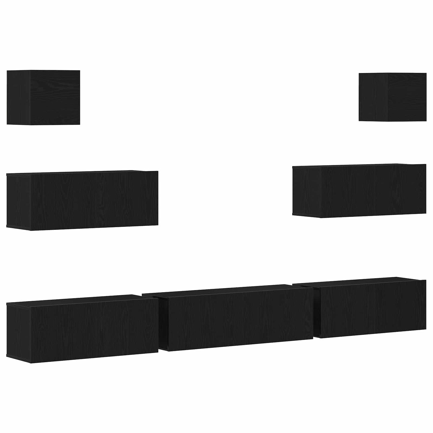 TV Cabinet Set 7 pcs Black Oak Engineered Wood